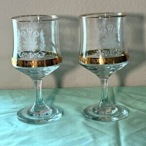 Charles & Diana commemorative wedding goblets. Made in UK. Gilt edged, pair